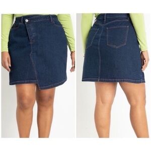 Eloquii Asymmetrical Denim Mini Skirt Size 24